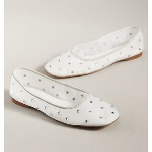 Anthropologie Jeffrey Campbell White Sheer Gem Flats